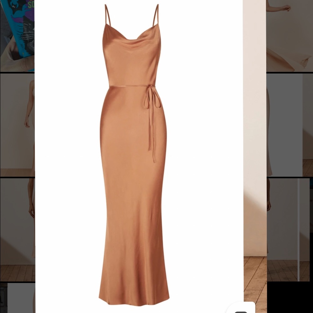 Shona Joy LA LUNE BIAS COWL MIDI DRESS - COPPER